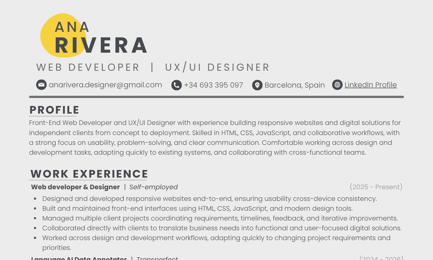 Resume preview
